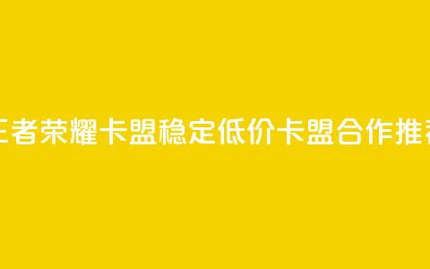 王者荣耀卡盟 稳定低价卡盟合作推荐 第1张 王者荣耀卡盟 稳定低价卡盟合作推荐 第1张